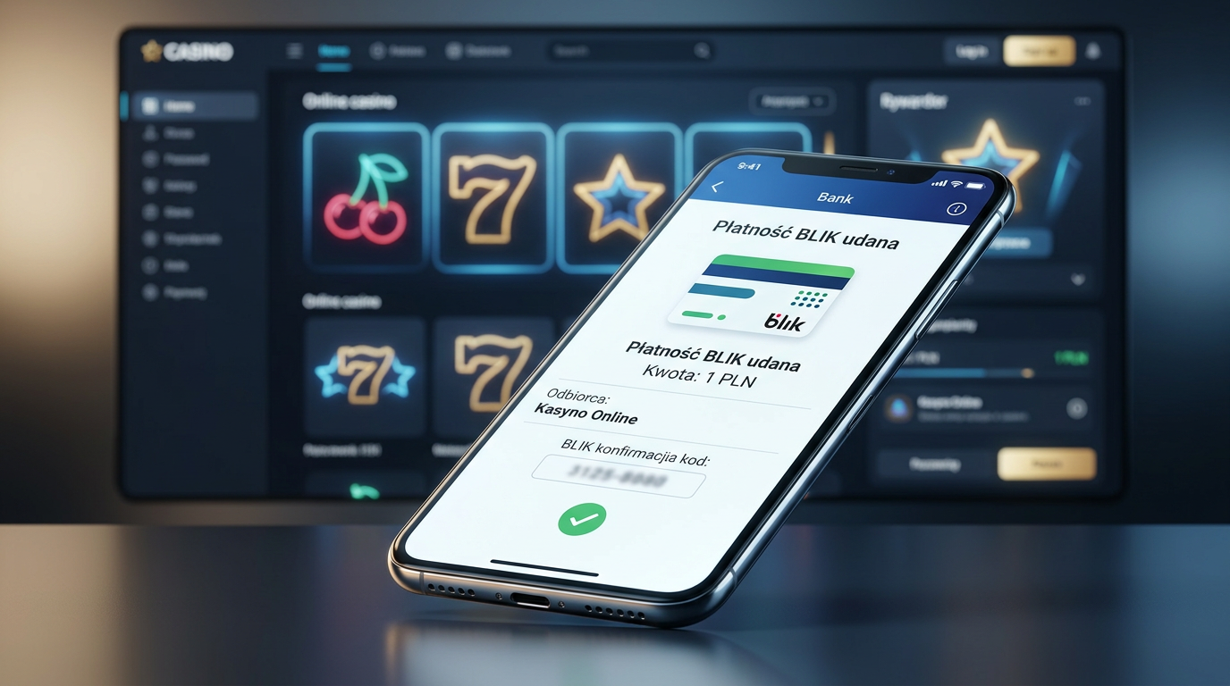 Smartfon z potwierdzeniem płatności BLIK 1 PLN w kasynie online
